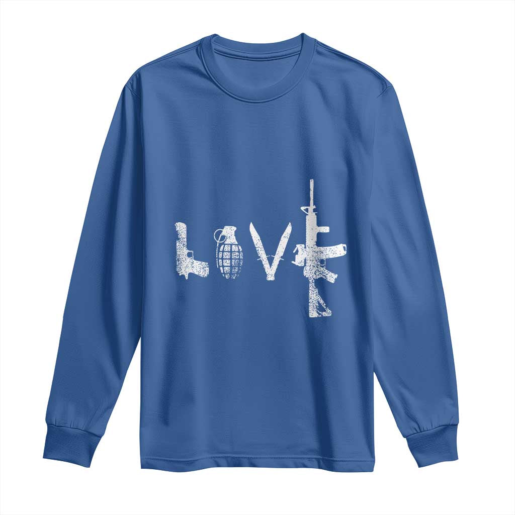 Gun Lover Long Sleeve Shirt LOVE AR15 Handgun Grenade TS02 Royal Blue Print Your Wear