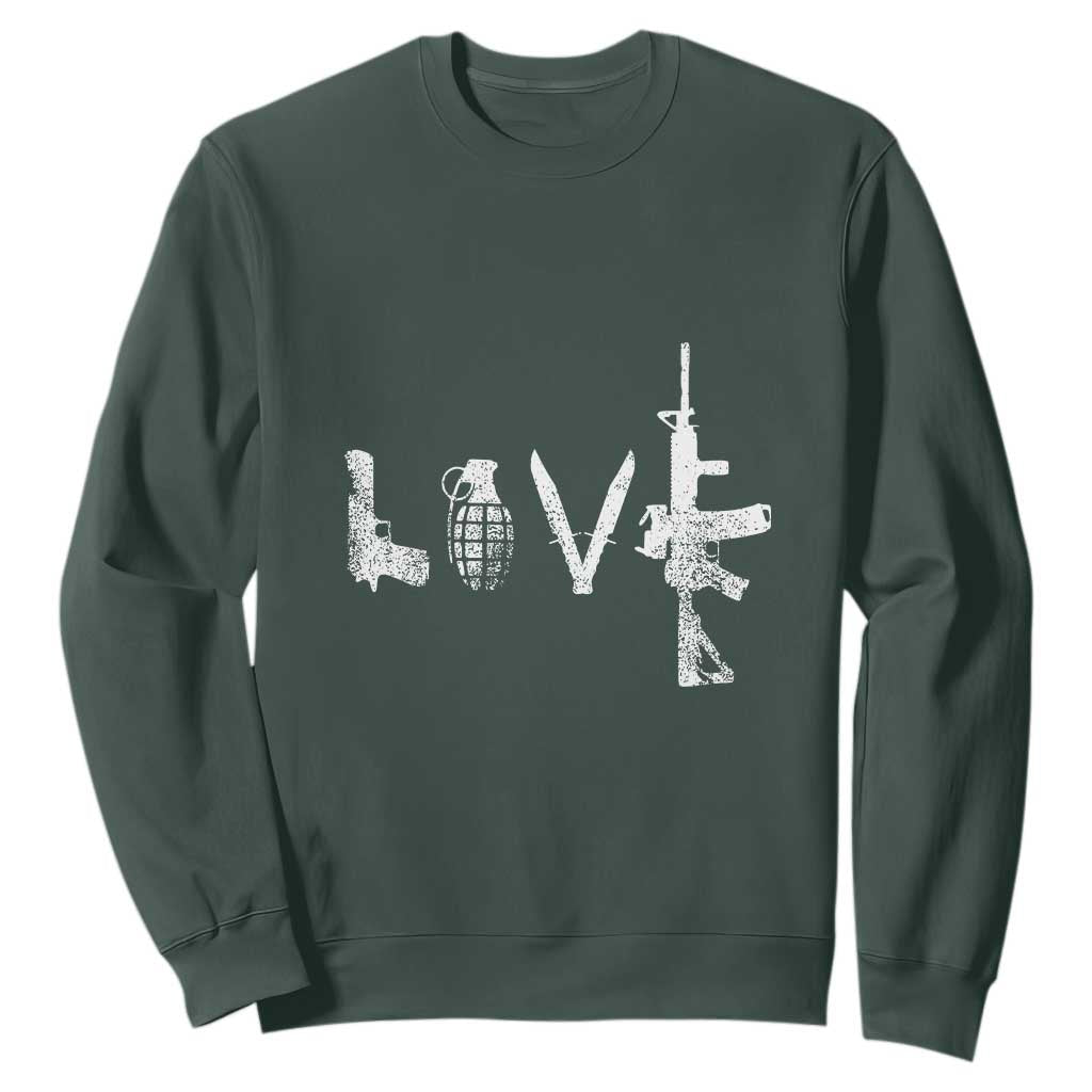 Gun Lover Sweatshirt - LOVE AR15 Handgun Grenade 2nd Amendment Rights Pullover TS02 Dark Forest Green Print Your Wear