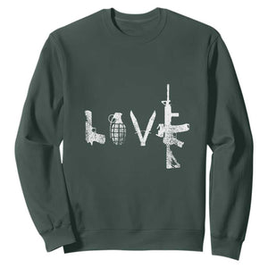 Gun Lover Sweatshirt - LOVE AR15 Handgun Grenade 2nd Amendment Rights Pullover TS02 Dark Forest Green Print Your Wear