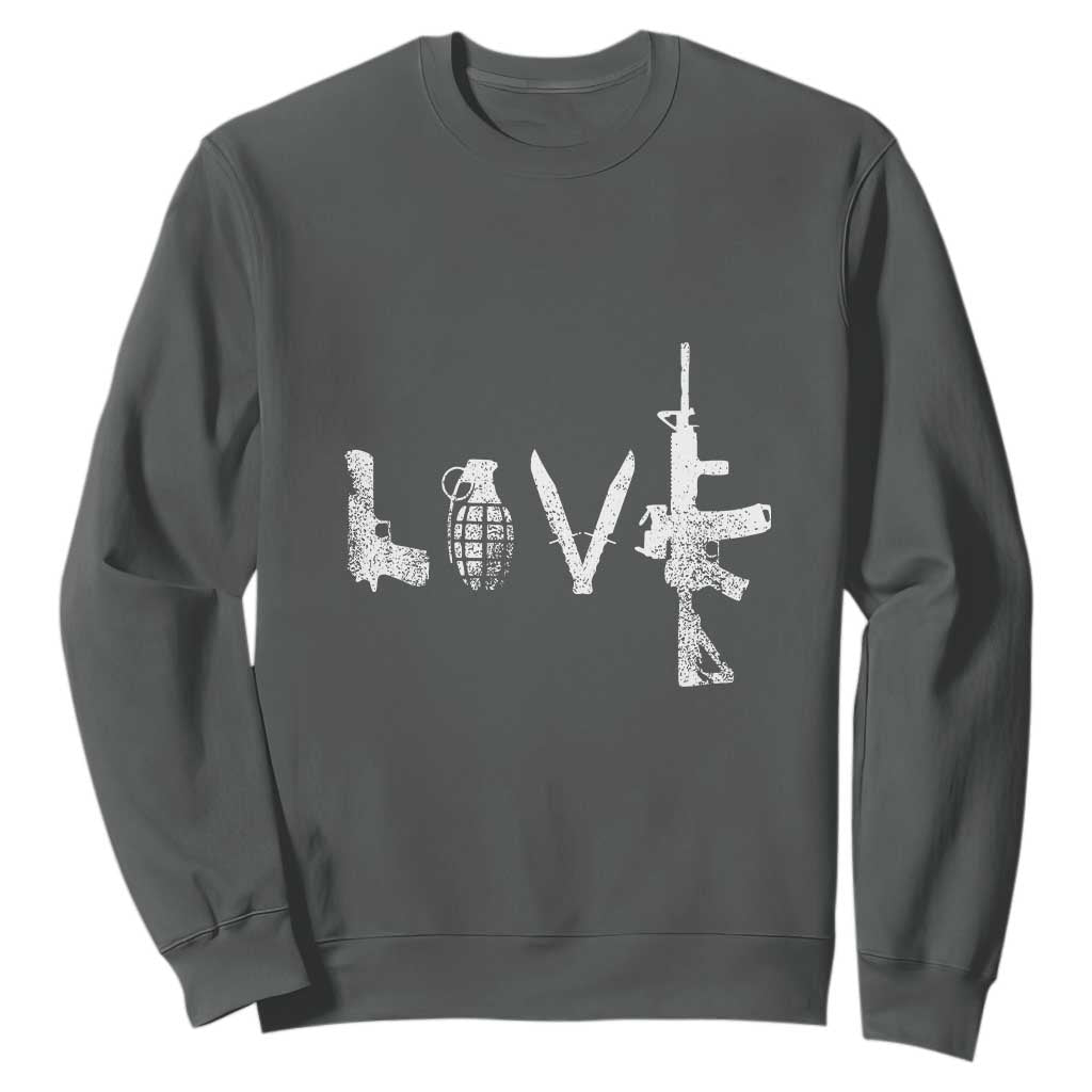 Gun Lover Sweatshirt - LOVE AR15 Handgun Grenade 2nd Amendment Rights Pullover TS02 Dark Heather Print Your Wear