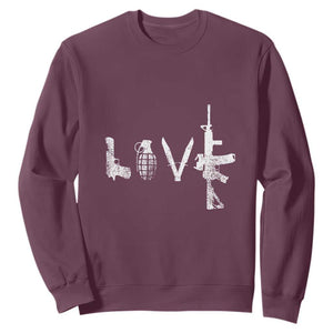Gun Lover Sweatshirt - LOVE AR15 Handgun Grenade 2nd Amendment Rights Pullover TS02 Maroon Print Your Wear
