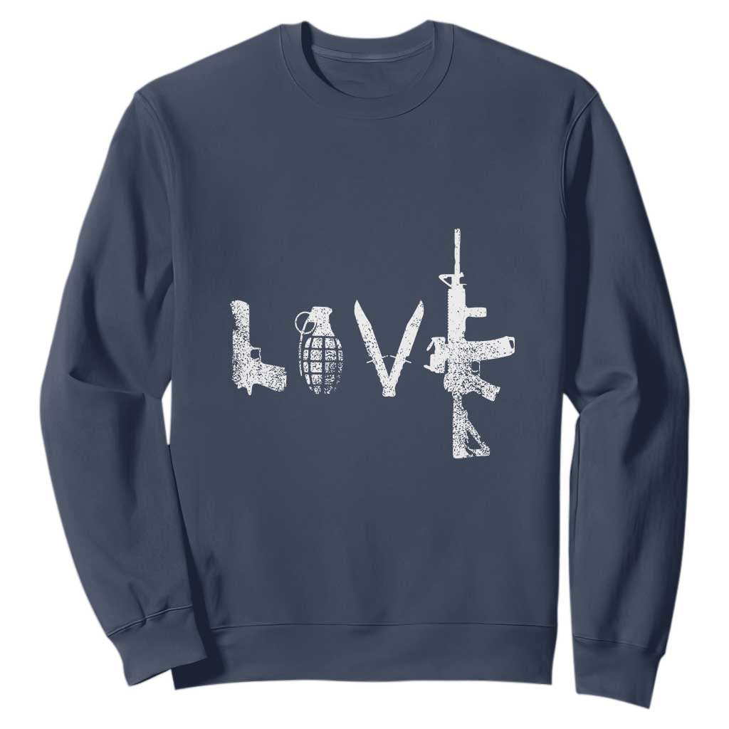 Gun Lover Sweatshirt - LOVE AR15 Handgun Grenade 2nd Amendment Rights Pullover TS02 Navy Print Your Wear