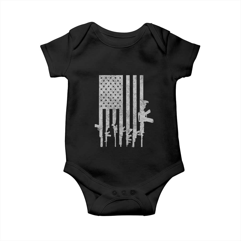 American Flag Rifle Guns Baby Onesie Cool Pro Gun Retro Distressed TS02 Black Print Your Wear