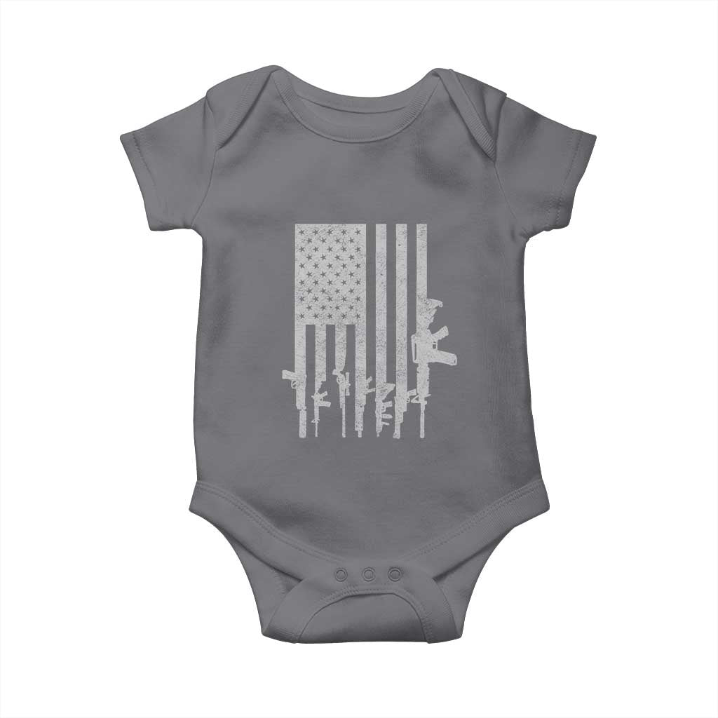 American Flag Rifle Guns Baby Onesie Cool Pro Gun Retro Distressed TS02 Charcoal Print Your Wear