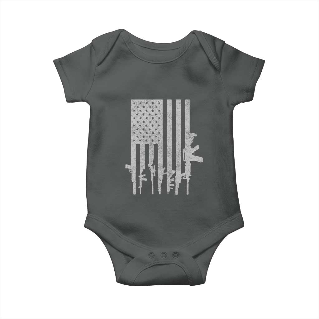 American Flag Rifle Guns Baby Onesie Cool Pro Gun Retro Distressed TS02 Dark Heather Print Your Wear