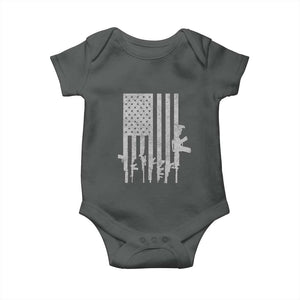 American Flag Rifle Guns Baby Onesie Cool Pro Gun Retro Distressed TS02 Dark Heather Print Your Wear