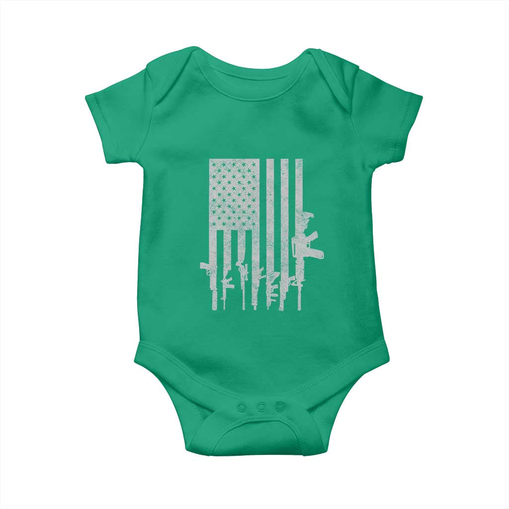 American Flag Rifle Guns Baby Onesie Cool Pro Gun Retro Distressed TS02 Irish Green Print Your Wear