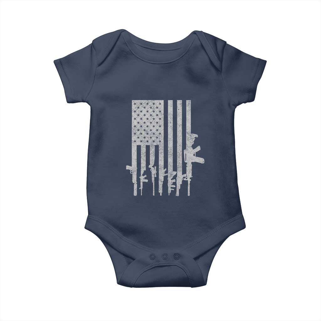 American Flag Rifle Guns Baby Onesie Cool Pro Gun Retro Distressed TS02 Navy Print Your Wear