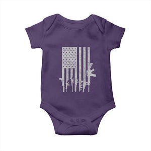 American Flag Rifle Guns Baby Onesie Cool Pro Gun Retro Distressed TS02 Purple Print Your Wear
