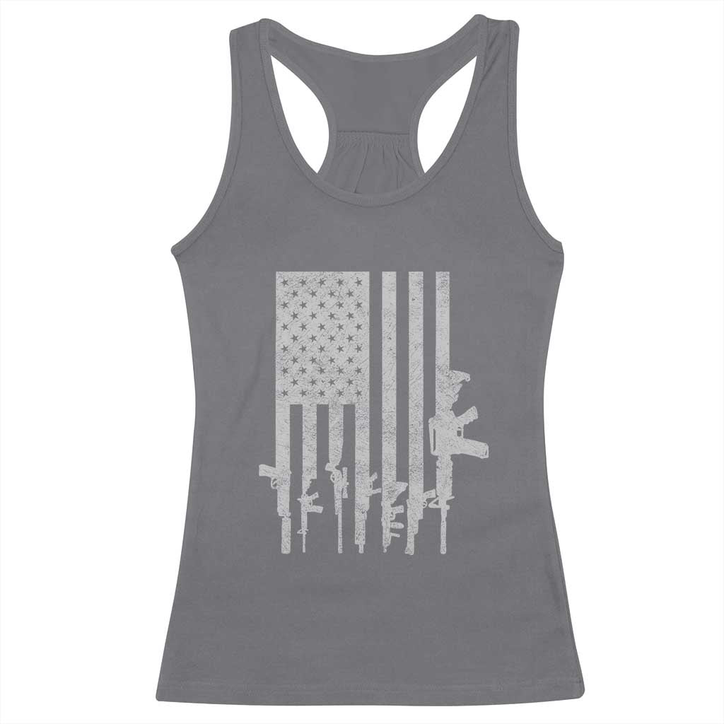 American Flag Rifle Guns Racerback Tank Top Cool Pro Gun Retro Distressed TS02 Charcoal Print Your Wear