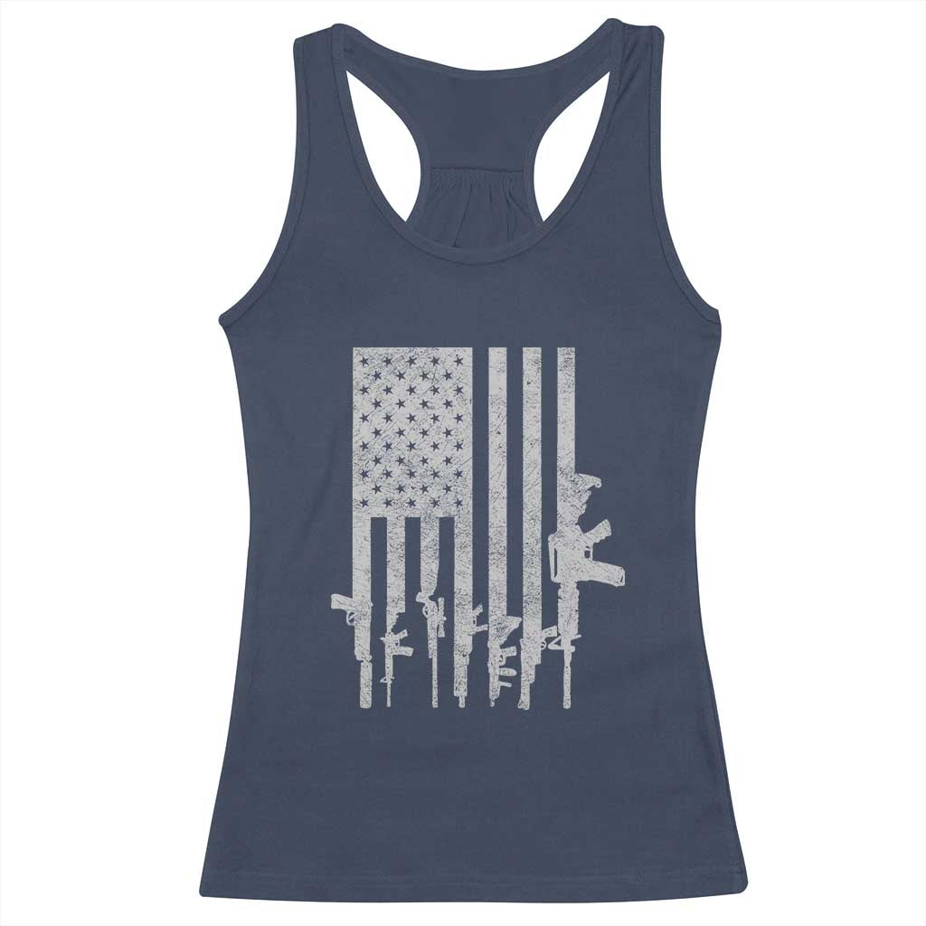 American Flag Rifle Guns Racerback Tank Top Cool Pro Gun Retro Distressed TS02 Navy Print Your Wear