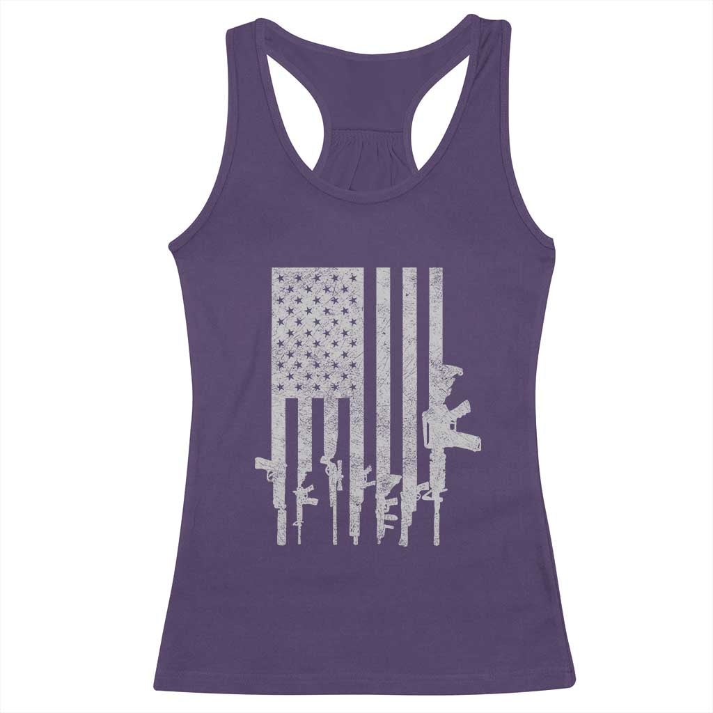 American Flag Rifle Guns Racerback Tank Top Cool Pro Gun Retro Distressed TS02 Purple Print Your Wear