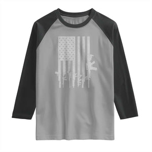 American Flag Rifle Guns Raglan Shirt Cool Pro Gun Retro Distressed TS02 Sport Gray Black Print Your Wear