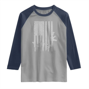 American Flag Rifle Guns Raglan Shirt Cool Pro Gun Retro Distressed TS02 Sport Gray Navy Print Your Wear