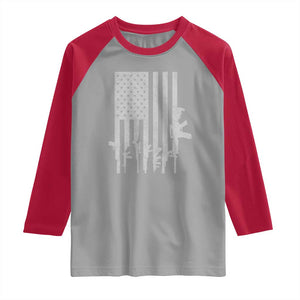 American Flag Rifle Guns Raglan Shirt Cool Pro Gun Retro Distressed TS02 Sport Gray Red Print Your Wear