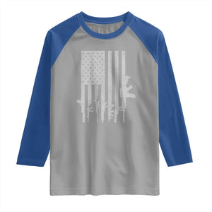 American Flag Rifle Guns Raglan Shirt Cool Pro Gun Retro Distressed TS02 Sport Gray Royal Print Your Wear