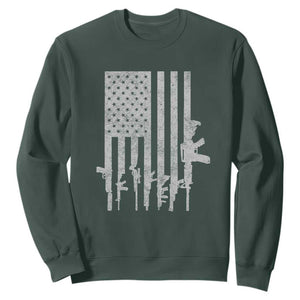 American Flag Rifle Guns Sweatshirt Cool Pro Gun Retro Distressed TS02 Dark Forest Green Print Your Wear