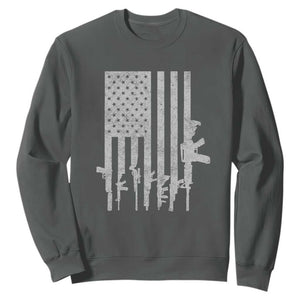 American Flag Rifle Guns Sweatshirt Cool Pro Gun Retro Distressed TS02 Dark Heather Print Your Wear