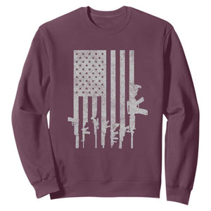 American Flag Rifle Guns Sweatshirt Cool Pro Gun Retro Distressed TS02 Maroon Print Your Wear