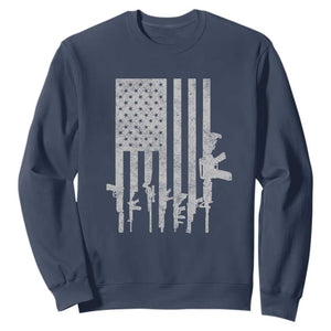 American Flag Rifle Guns Sweatshirt Cool Pro Gun Retro Distressed TS02 Navy Print Your Wear