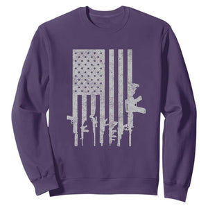 American Flag Rifle Guns Sweatshirt Cool Pro Gun Retro Distressed TS02 Purple Print Your Wear