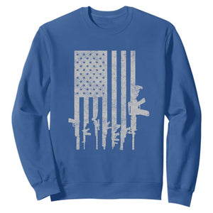 American Flag Rifle Guns Sweatshirt Cool Pro Gun Retro Distressed TS02 Royal Blue Print Your Wear