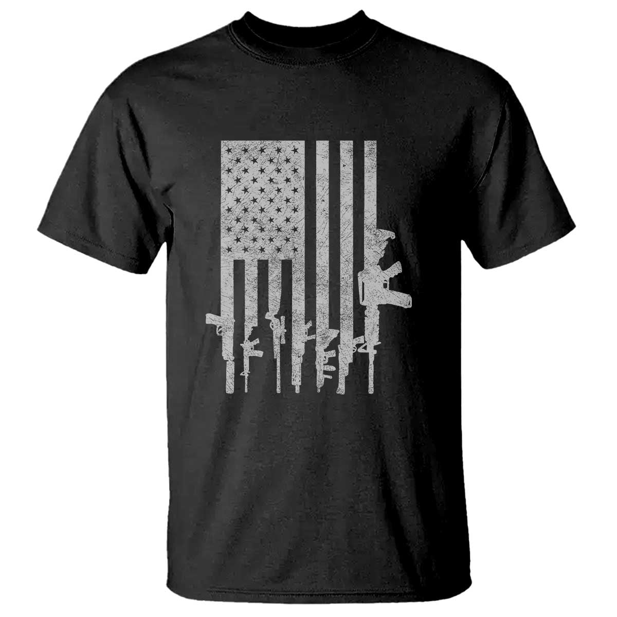American Flag Rifle Guns T Shirt Cool Pro Gun Retro Distressed TS02 Black Print Your Wear