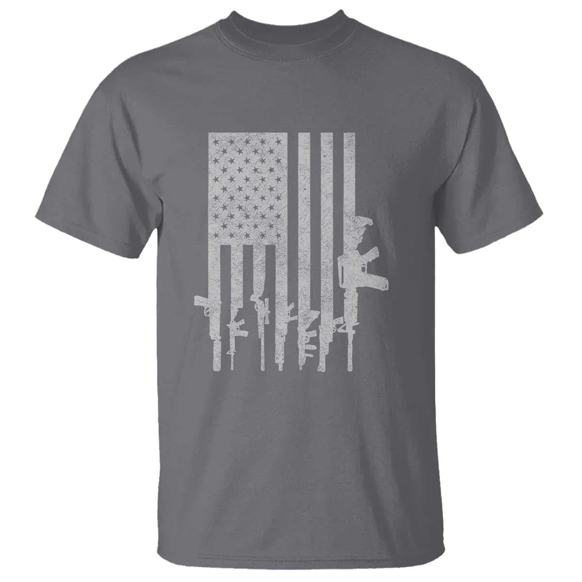 American Flag Rifle Guns T Shirt Cool Pro Gun Retro Distressed TS02 Charcoal Print Your Wear
