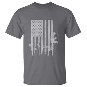 American Flag Rifle Guns T Shirt Cool Pro Gun Retro Distressed TS02 Charcoal Print Your Wear