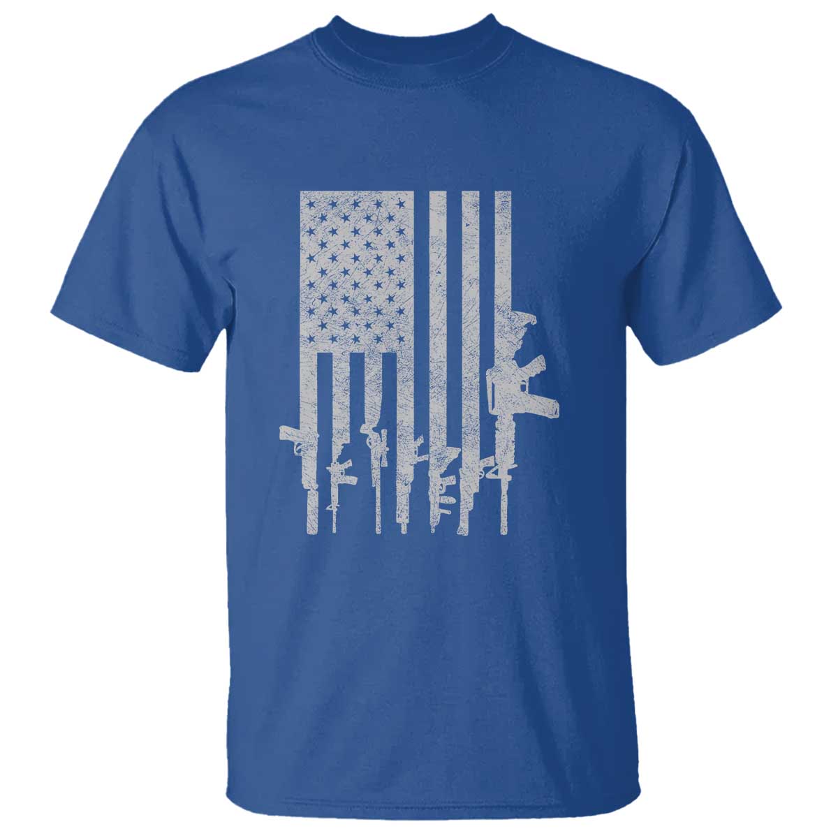 American Flag Rifle Guns T Shirt Cool Pro Gun Retro Distressed TS02 Royal Blue Print Your Wear