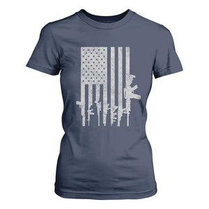 American Flag Rifle Guns T Shirt For Women Cool Pro Gun Retro Distressed TS02 Navy Print Your Wear