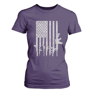 American Flag Rifle Guns T Shirt For Women Cool Pro Gun Retro Distressed TS02 Purple Print Your Wear