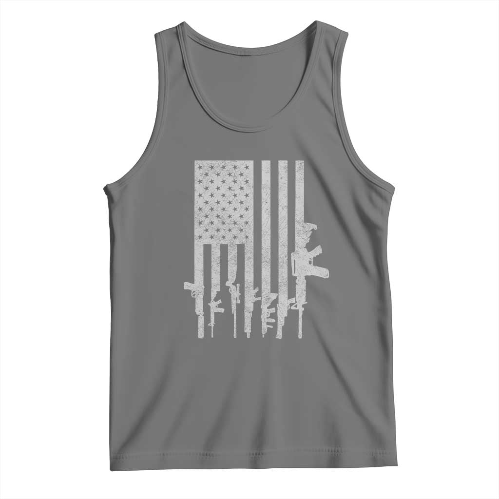 American Flag Rifle Guns Tank Top Cool Pro Gun Retro Distressed TS02 Black Heather Print Your Wear
