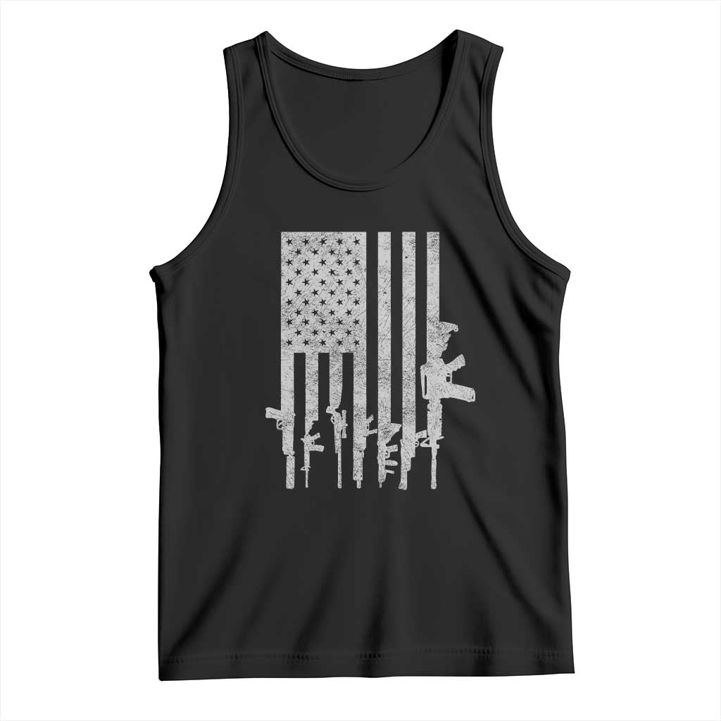 American Flag Rifle Guns Tank Top Cool Pro Gun Retro Distressed TS02 Black Print Your Wear
