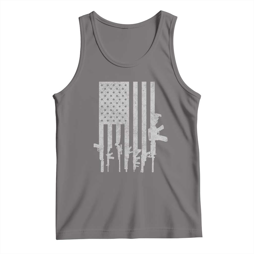 American Flag Rifle Guns Tank Top Cool Pro Gun Retro Distressed TS02 Deep Heather Print Your Wear
