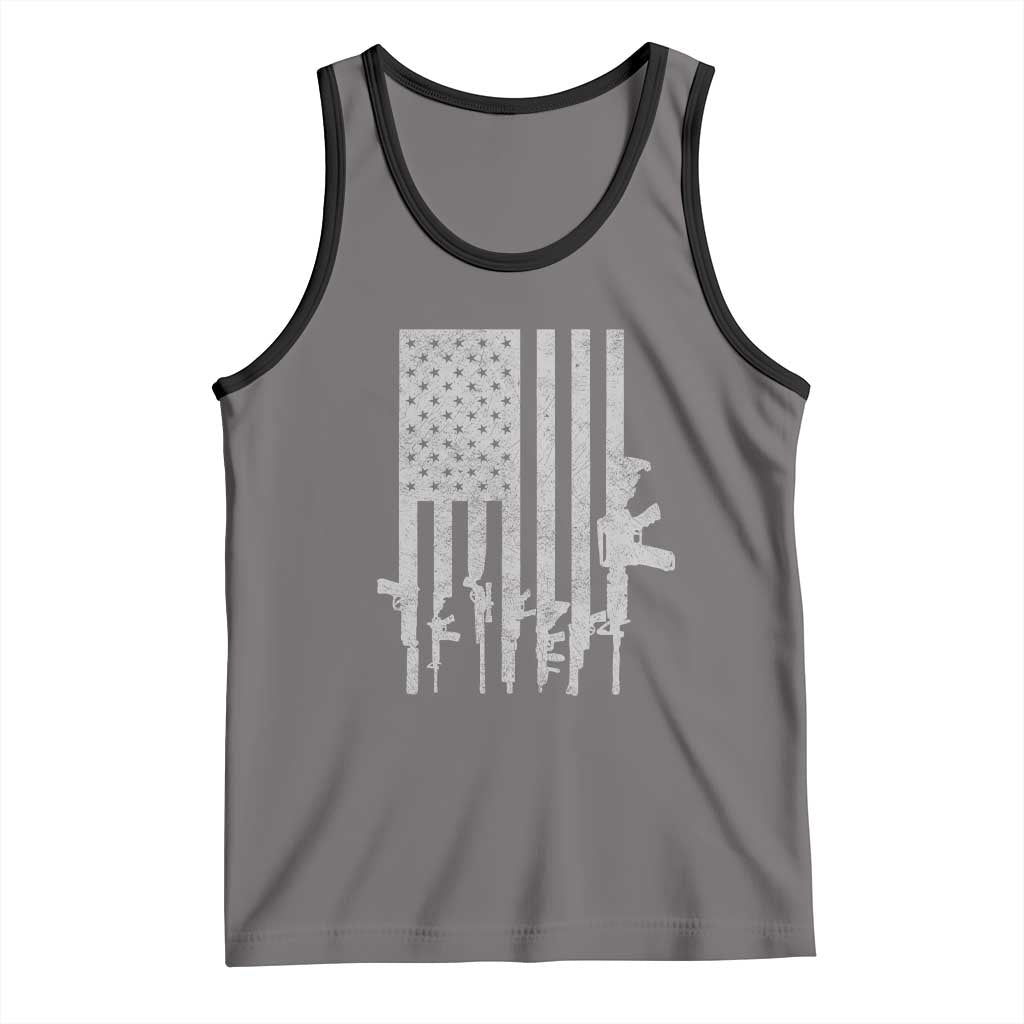 American Flag Rifle Guns Tank Top Cool Pro Gun Retro Distressed TS02 Deep Heather Black Print Your Wear