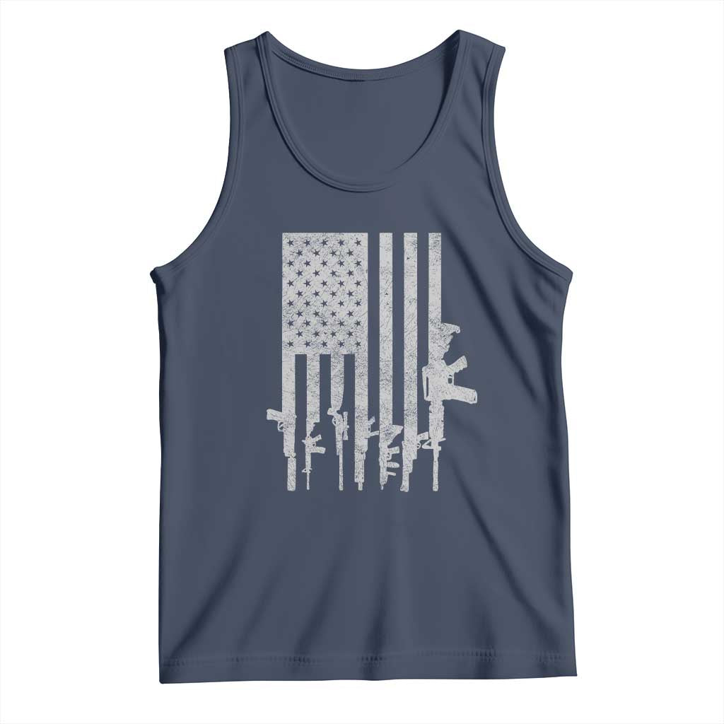 American Flag Rifle Guns Tank Top Cool Pro Gun Retro Distressed TS02 Navy Print Your Wear