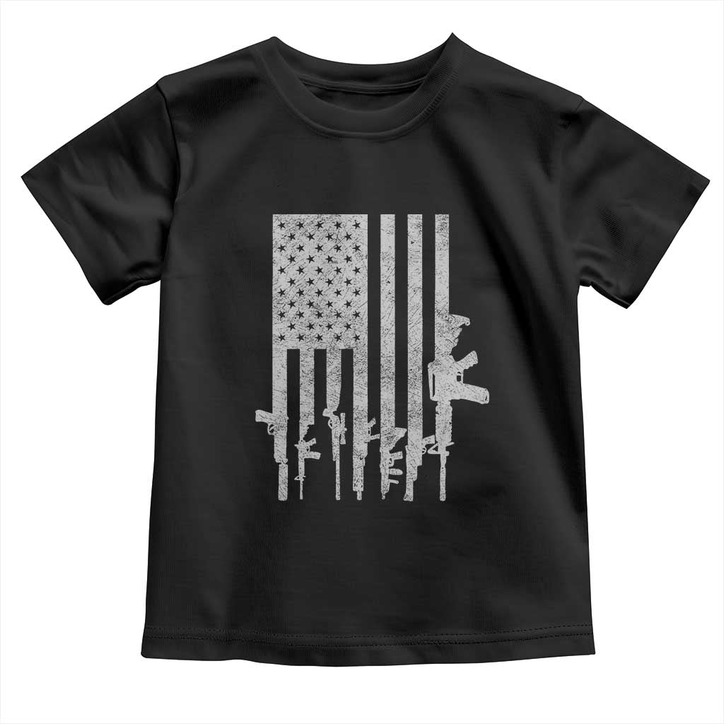American Flag Rifle Guns Toddler T Shirt Cool Pro Gun Retro Distressed TS02 Black Print Your Wear