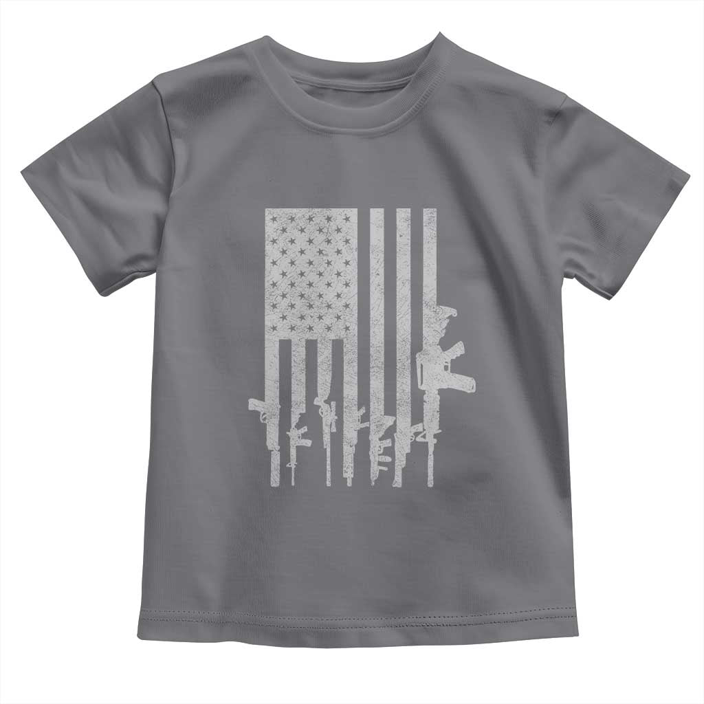 American Flag Rifle Guns Toddler T Shirt Cool Pro Gun Retro Distressed TS02 Charcoal Print Your Wear