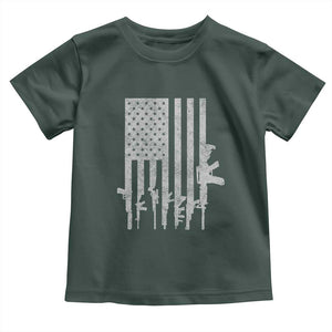 American Flag Rifle Guns Toddler T Shirt Cool Pro Gun Retro Distressed TS02 Dark Forest Green Print Your Wear