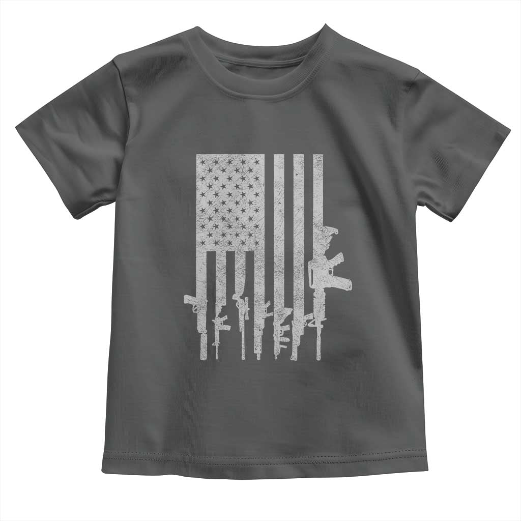 American Flag Rifle Guns Toddler T Shirt Cool Pro Gun Retro Distressed TS02 Dark Heather Print Your Wear