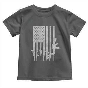 American Flag Rifle Guns Toddler T Shirt Cool Pro Gun Retro Distressed TS02 Dark Heather Print Your Wear