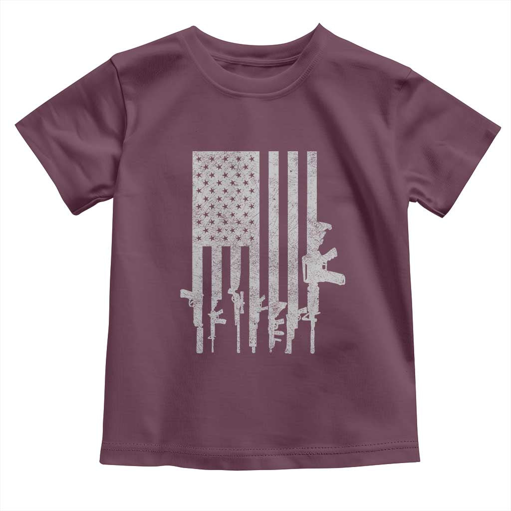 American Flag Rifle Guns Toddler T Shirt Cool Pro Gun Retro Distressed TS02 Maroon Print Your Wear