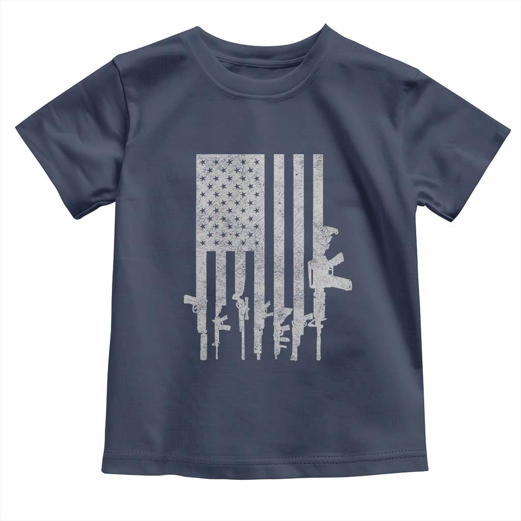 American Flag Rifle Guns Toddler T Shirt Cool Pro Gun Retro Distressed TS02 Navy Print Your Wear
