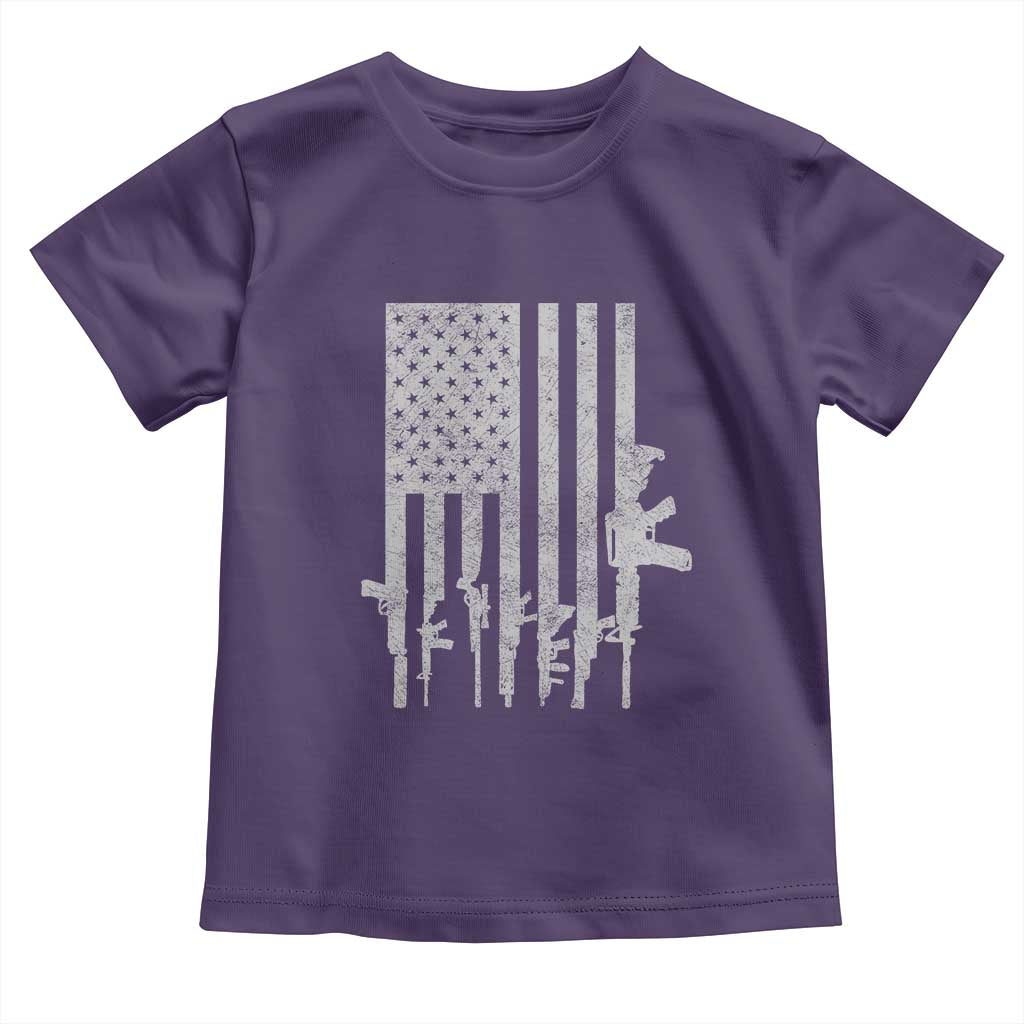 American Flag Rifle Guns Toddler T Shirt Cool Pro Gun Retro Distressed TS02 Purple Print Your Wear