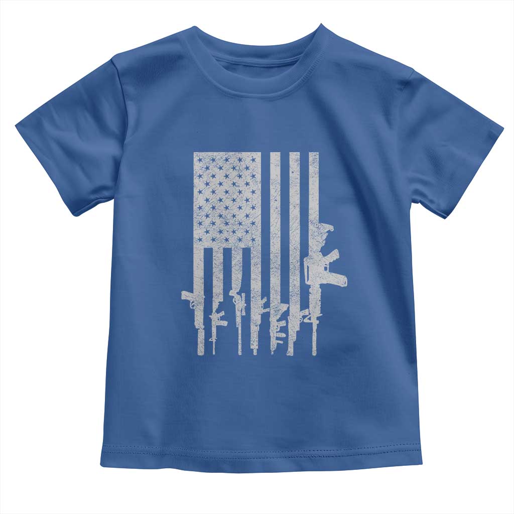 American Flag Rifle Guns Toddler T Shirt Cool Pro Gun Retro Distressed TS02 Royal Blue Print Your Wear