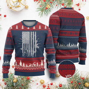 American Flag Rifle Guns Ugly Christmas Sweater Cool Pro Gun Retro Distressed TS02 Burgundy Print Your Wear