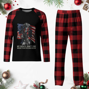 Gun Right 2A Plaid Pajama Set My Rights Don't End Where Your Feelings Begin Retro Betsy Ross Flag TS02 Buffalo Plaid Print Your Wear