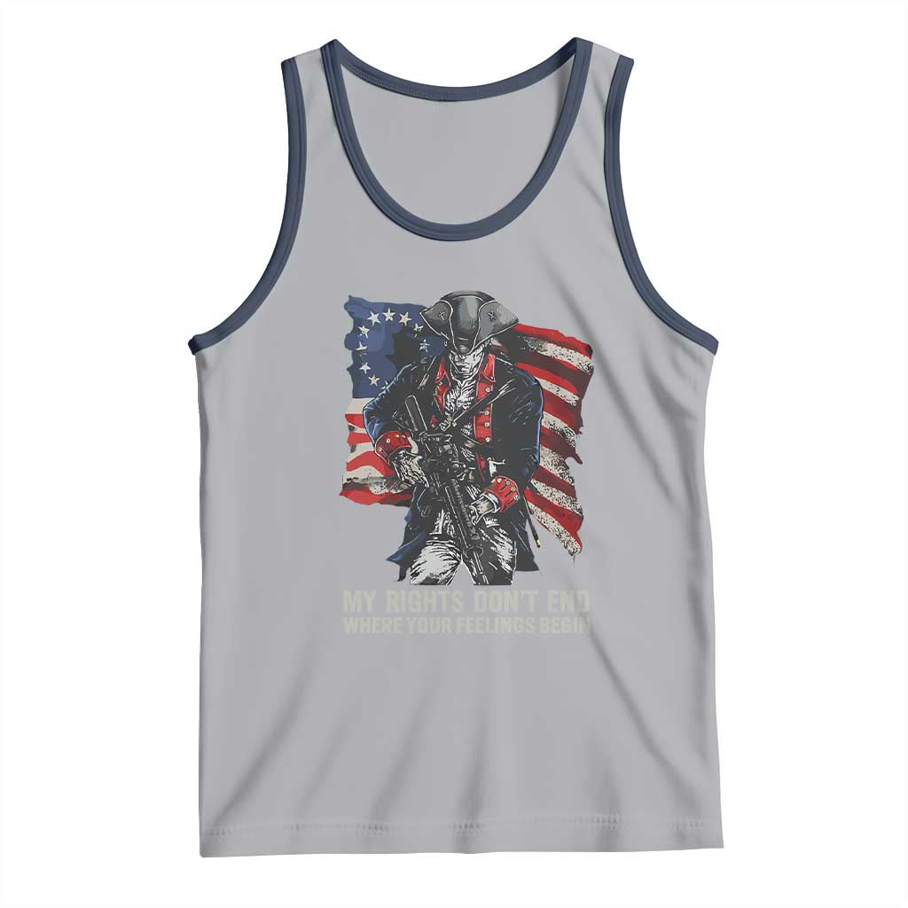 Gun Right 2A Tank Top My Rights Don't End Where Your Feelings Begin Retro Betsy Ross Flag TS02 Athletic Heather Navy Print Your Wear