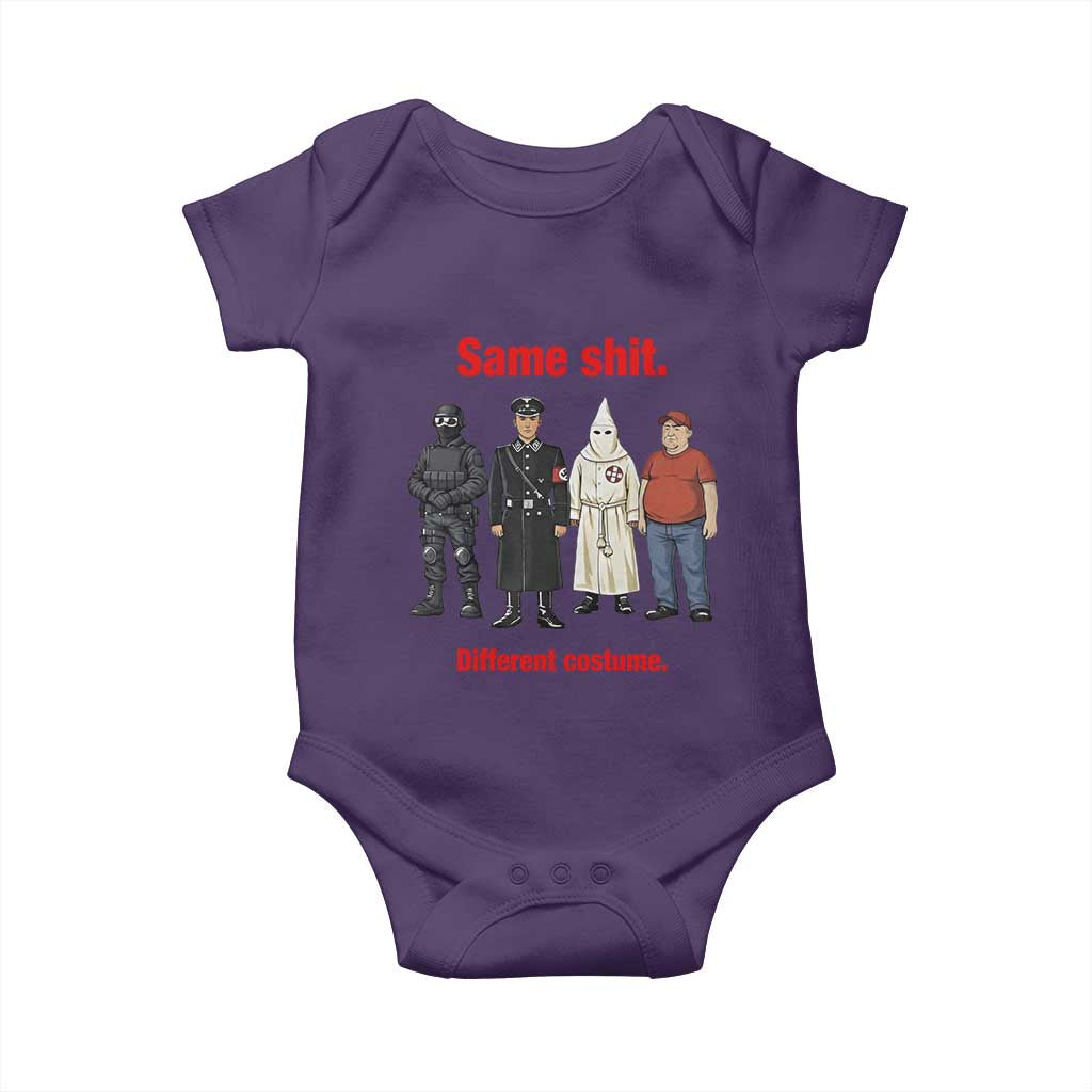 Same Shit Different Costume Baby Onesie Political Satire Anti Fascist TS02 Purple Print Your Wear